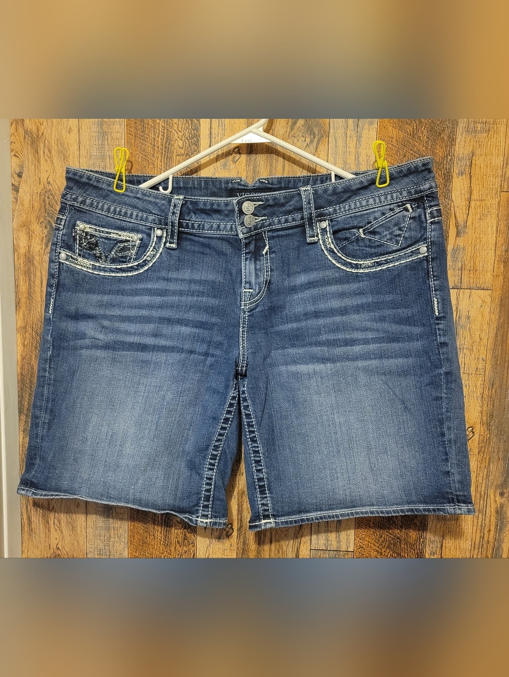 Vigoss Women's Dark Blue Boyfriend Denim Shorts